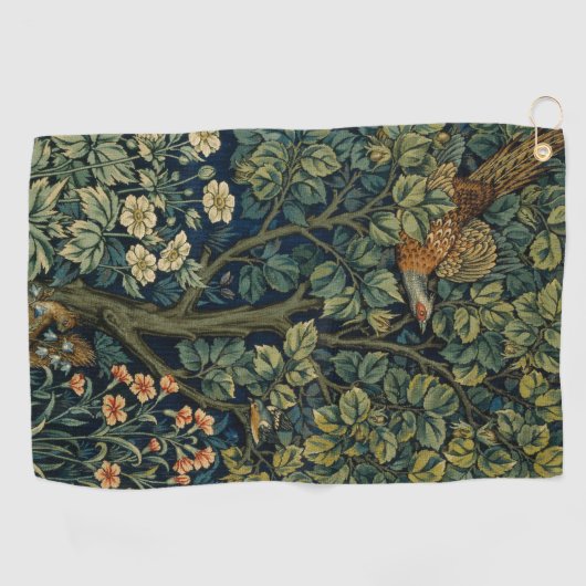 William Morris Pheasant Bird Tree Woodland Golfhanddoek (Horizontaal)