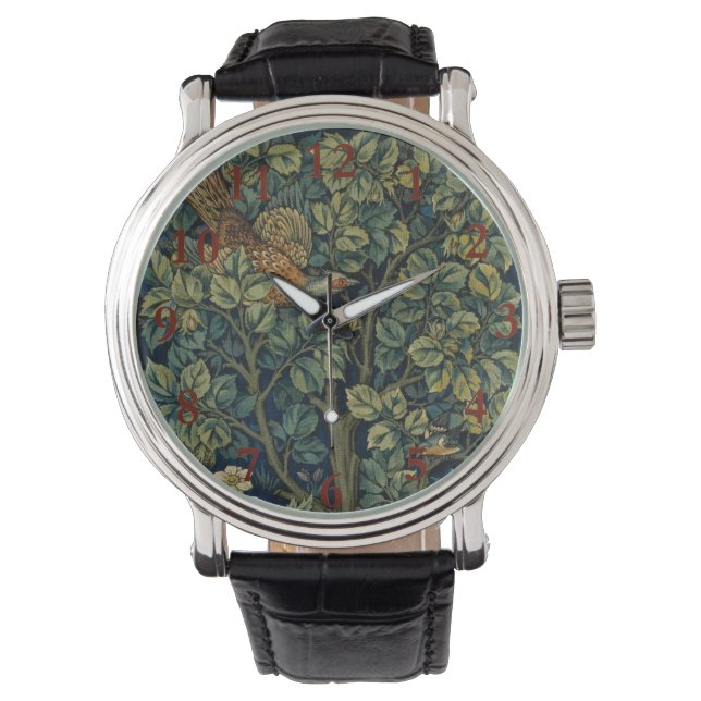 William Morris Pheasant Bird Tree Woodland Horloge (Voorkant)
