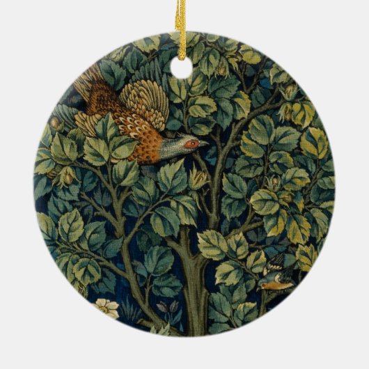 William Morris Pheasant Bird Tree Woodland Keramisch Ornament (Achterkant)