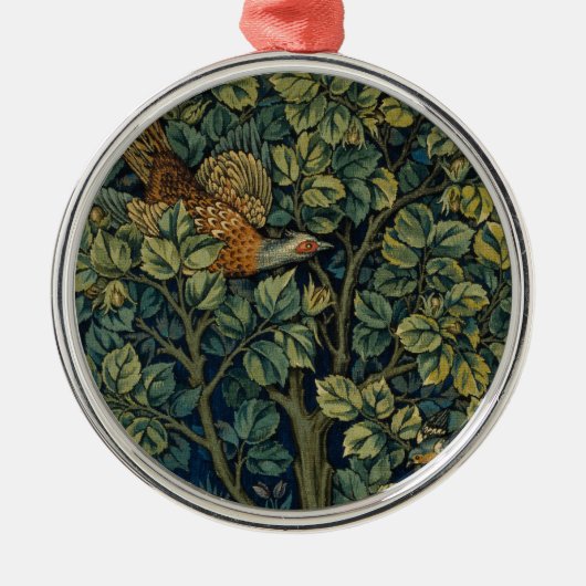 William Morris Pheasant Bird Tree Woodland Metalen Ornament (Voorkant)