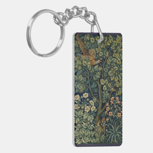 William Morris Pheasant Bird Tree Woodland Sleutelhanger (Voorkant Links)