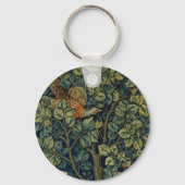 William Morris Pheasant Bird Tree Woodland Sleutelhanger (Voorkant)
