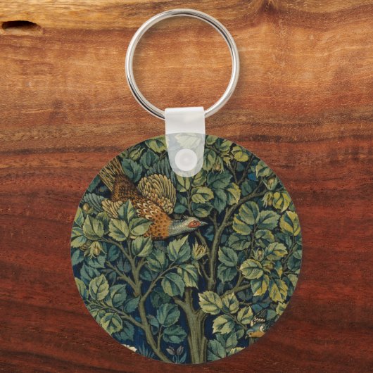 William Morris Pheasant Bird Tree Woodland Sleutelhanger (Achterkant)