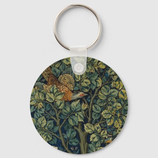 William Morris Pheasant Bird Tree Woodland Sleutelhanger (Achterkant)