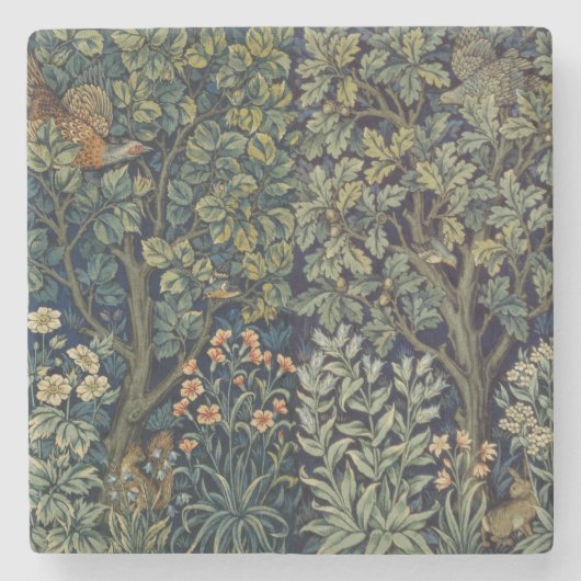 William Morris Pheasant Bird Tree Woodland Stenen Onderzetter (Voorkant)