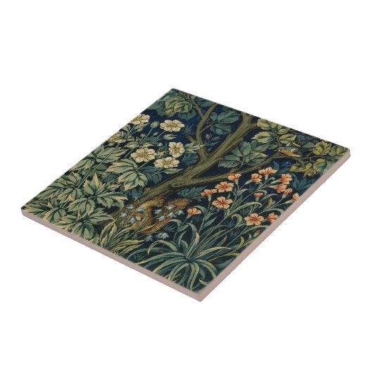 William Morris Pheasant Bird Tree Woodland Tegeltje (Zijkant)