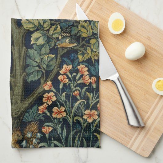 William Morris Pheasant Bird Tree Woodland Theedoek (Quarter Fold)