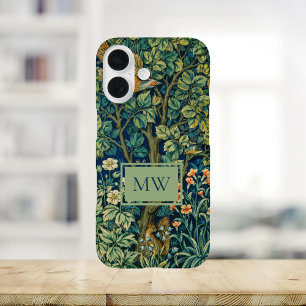 William Morris Pheasant Custom Monogram iPhone 16 Hoesje