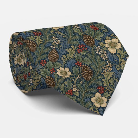 William Morris Pijnappel Hulst Bessen Stropdas (Opgerold)