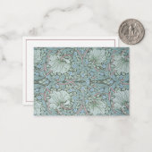 William Morris, Pimpernel - Aqua Green Floral Notitiekaartje (Voorkant / Achterkant in situ)