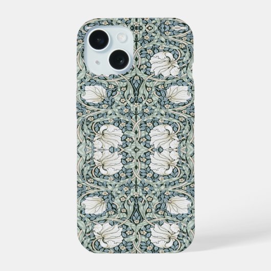 William Morris Pimpernel Blau Intricatief Patroon iPhone 15 Case (Achterkant)