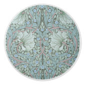 William Morris - Pimpernel - Blauw & Groene Bloeme Keramische Knop (Voorkant)