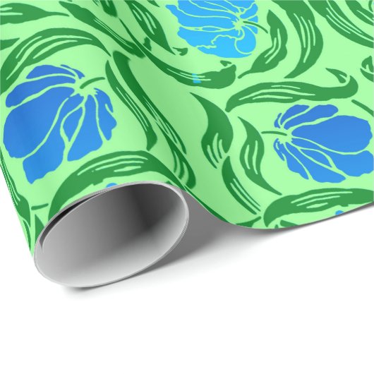 William Morris Pimpernel, Blauw & Lichtgroen Cadeaupapier (Rol Hoek)