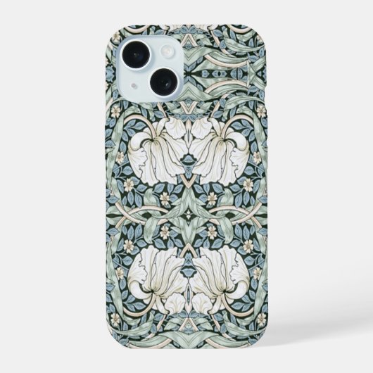 William Morris Pimpernel Blauwe Ingewikkelde Patro iPhone 15 Case (Achterkant)