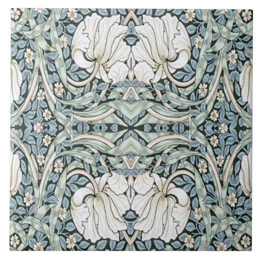 William Morris Pimpernel Blauwe Ingewikkelde Patro Tegeltje (Voorkant)