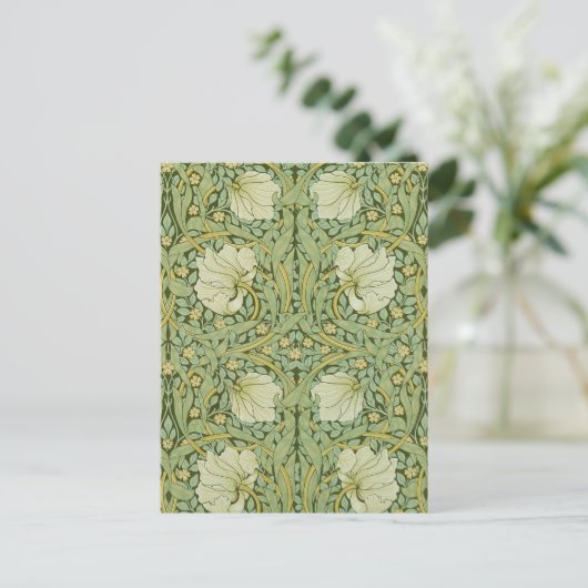 William Morris Pimpernel Bloem Blauw Behang Briefkaart (Staand voorkant)