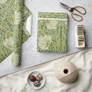 William Morris Pimpernel Bloem Blauw Behang Cadeaupapier
