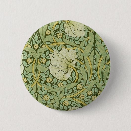 William Morris Pimpernel Bloem Blauw Behang Ronde Button 5,7 Cm (Voorkant)
