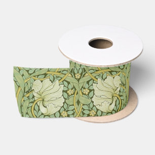 William Morris Pimpernel Bloem Blauw Behang Satijnen Lint