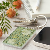 William Morris Pimpernel Bloem Blauw Behang Sleutelhanger (Voorkant Rechts)