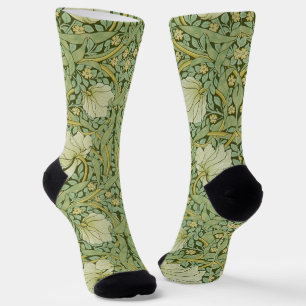 William Morris Pimpernel Bloem Blauw Behang Sokken