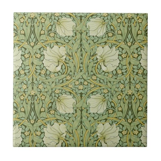 William Morris Pimpernel Bloem Blauw Behang Tegeltje (Voorkant)