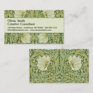 William Morris Pimpernel Bloem Blauw Behang Visitekaartje