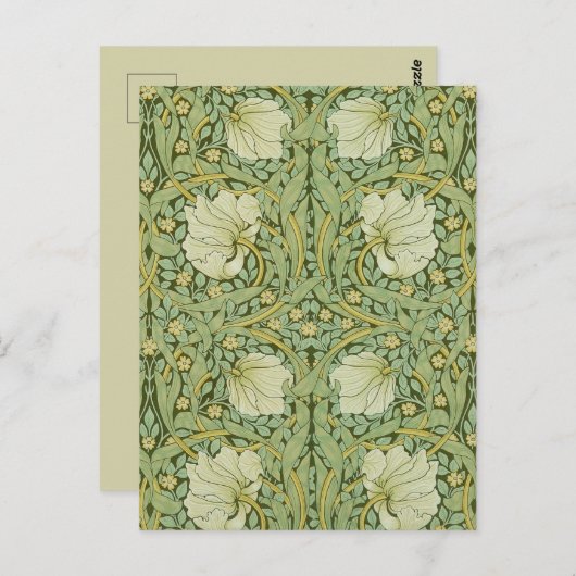 William Morris Pimpernel Bloemen Blauw Behang Briefkaart (Voorkant / Achterkant)