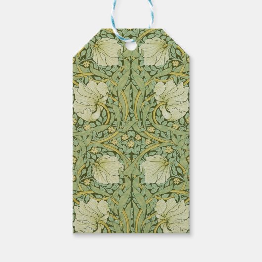 William Morris Pimpernel Bloemen Blauw Behang Cadeaulabel (Voorkant)