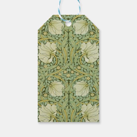 William Morris Pimpernel Bloemen Blauw Behang Cadeaulabel (Achterkant)