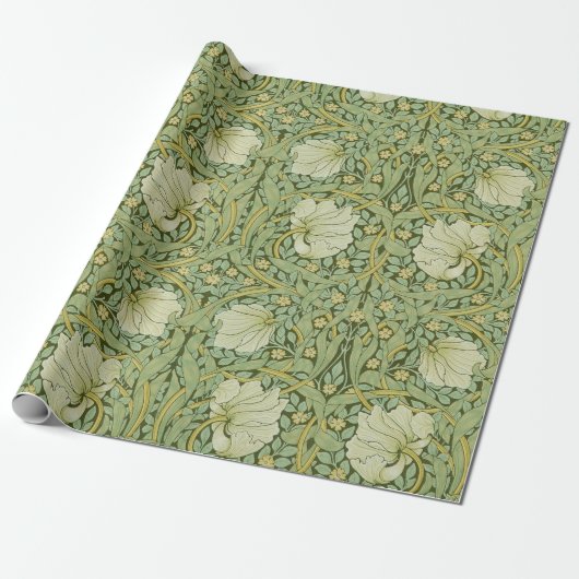 William Morris Pimpernel Bloemen Blauw Behang Cadeaupapier (Uitgerold)