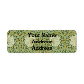 William Morris Pimpernel Bloemen Blauw Behang Etiket (Voorkant)