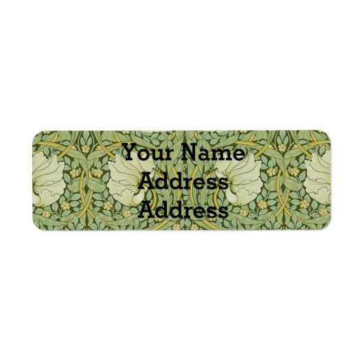 William Morris Pimpernel Bloemen Blauw Behang Etiket (Voorkant)