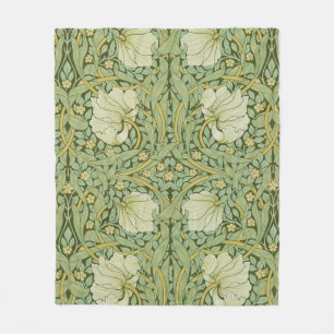 William Morris Pimpernel Bloemen Blauw Behang Fleece Deken