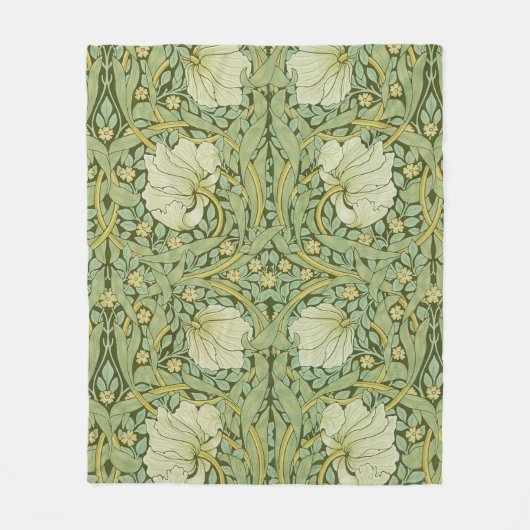 William Morris Pimpernel Bloemen Blauw Behang Fleece Deken (Voorkant)