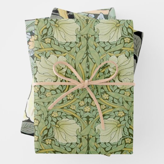 William Morris Pimpernel Bloemen Blauw Behang Inpakpapier Vel (In situ)