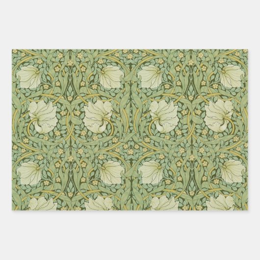 William Morris Pimpernel Bloemen Blauw Behang Inpakpapier Vel (Voorkant)