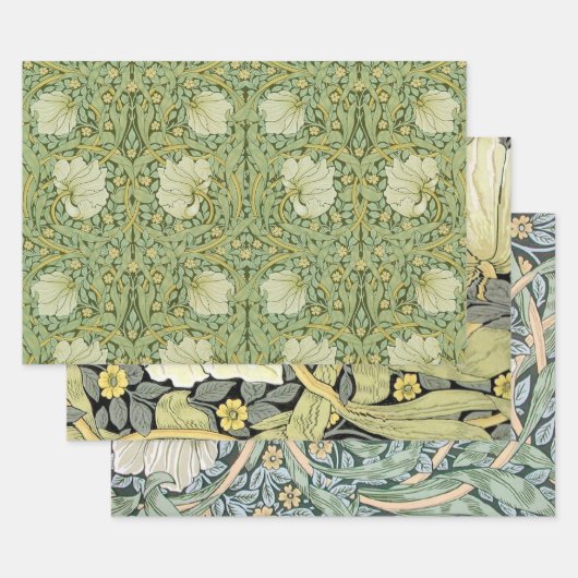 William Morris Pimpernel Bloemen Blauw Behang Inpakpapier Vel (Set)