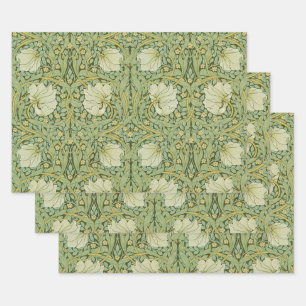 William Morris Pimpernel Bloemen Blauw Behang Inpakpapier Vel