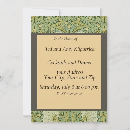 William Morris Pimpernel Bloemen Blauw Behang Kaart (Achterkant)