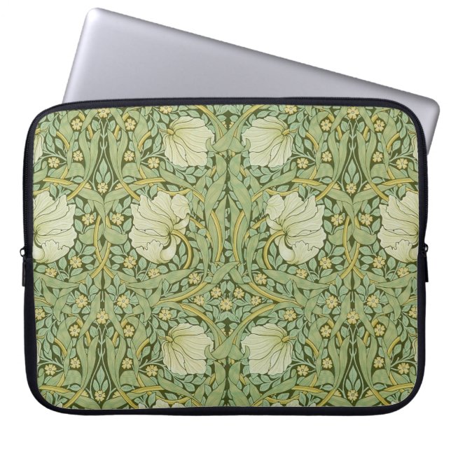William Morris Pimpernel Bloemen Blauw Behang Laptop Sleeve (Voorkant)