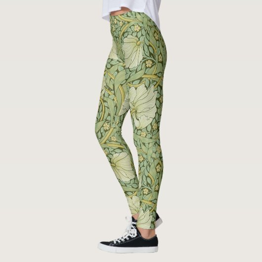 William Morris Pimpernel Bloemen Blauw Behang Leggings (Links)