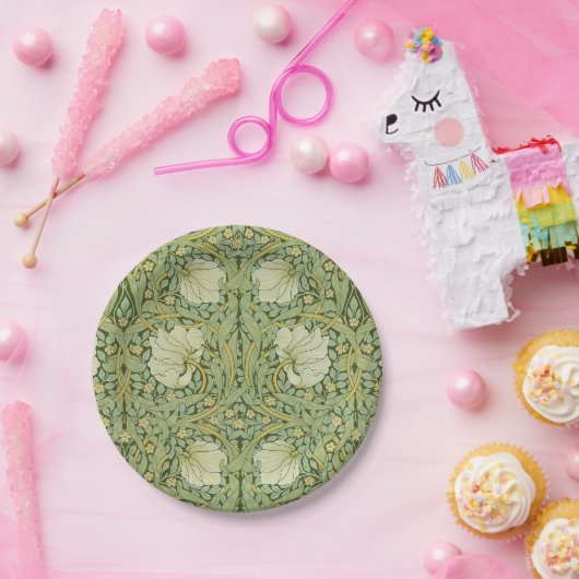 William Morris Pimpernel Bloemen Blauw Behang Papieren Bordje (Feest)