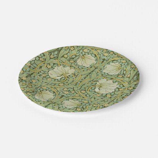 William Morris Pimpernel Bloemen Blauw Behang Papieren Bordje (Gekanteld)