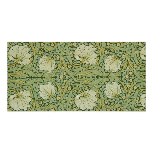 William Morris Pimpernel Bloemen Blauw Behang Perfect Poster (Voorkant)
