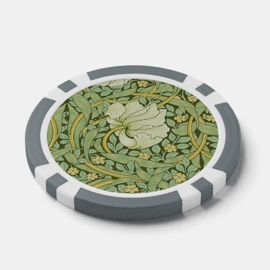 William Morris Pimpernel Bloemen Blauw Behang Poker Chips (Enkel)