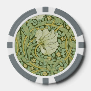 William Morris Pimpernel Bloemen Blauw Behang Poker Chips
