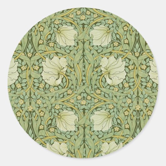 William Morris Pimpernel Bloemen Blauw Behang Ronde Sticker (Voorkant)