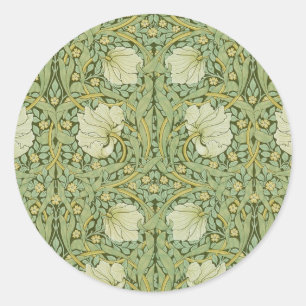 William Morris Pimpernel Bloemen Blauw Behang Ronde Sticker
