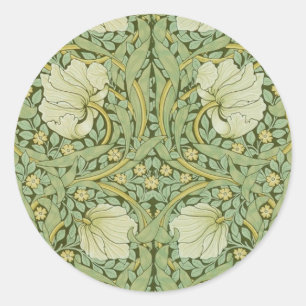 William Morris Pimpernel Bloemen Blauw Behang Ronde Sticker
